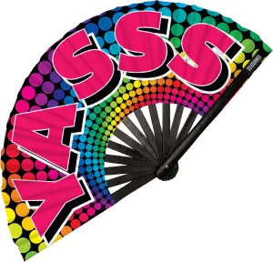 SoJourner Bags Rave Fan - Large Folding Fan - Clack Fan Hand Fan for Raves, Halloween, Burlesque, Rainbow Outfits for Women & Festival Accessories