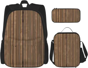 Solid wood pattern Large capacity durable school bag   pencil case   lunch bag, accompany your children to study happily every day