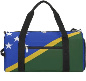 Solomon Lslands Flag Duffel Bag for Men Women with Wet Pocket Shoe Compartment