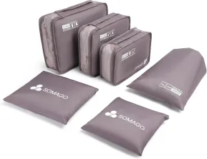 Somago Packing Cubes 6 Set Compression Space Saving Organizers for Suitcases and Luggage with Clothes Shoes Cosmetics Toiletries Storage Bags Travel Essentials (Elegant Purple)
