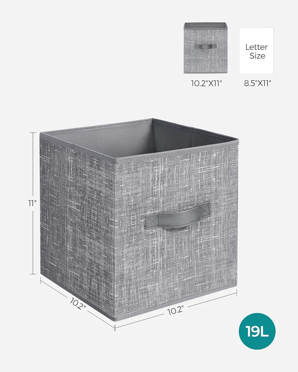 SONGMICS Storage Cubes, 11-Inch Non-Woven Fabric Bins with Double Handles, Set of 6, Closet Organizers for Shelves, Foldable, for Clothes, Cattail Gray UROB26LG