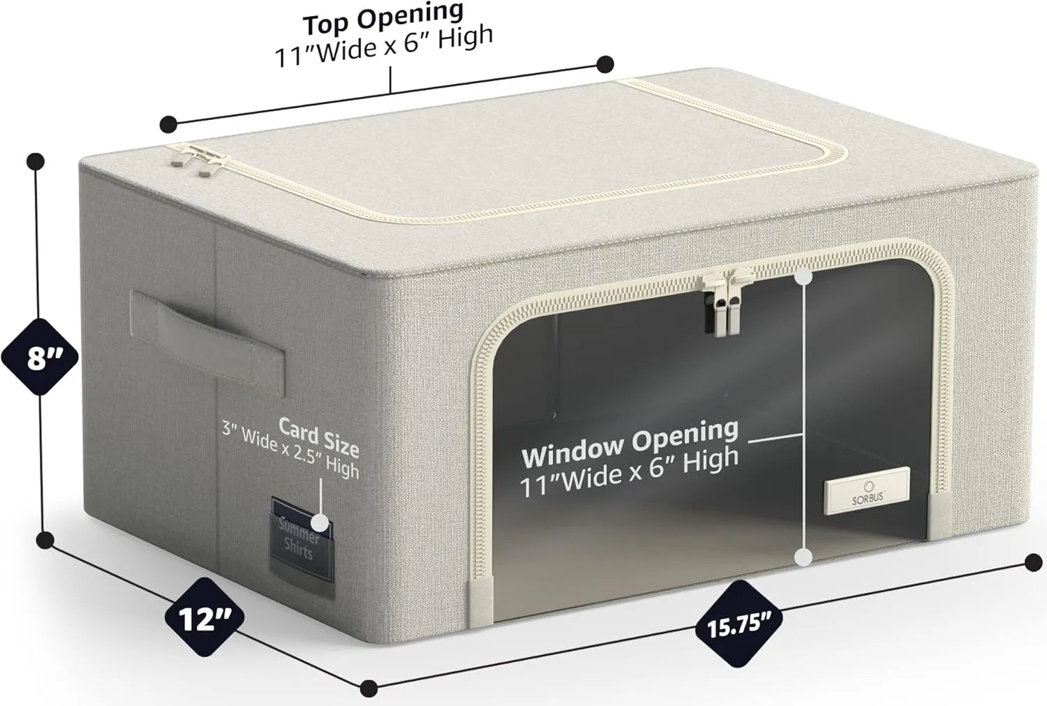 Sorbus Storage Bins with Metal Frame - Stackable & Foldable Clothes Organizer Bags - Oxford Fabric Storage Containers with Large Clear Window & Carry Handles, Bedroom Organization for Bedding & Linen