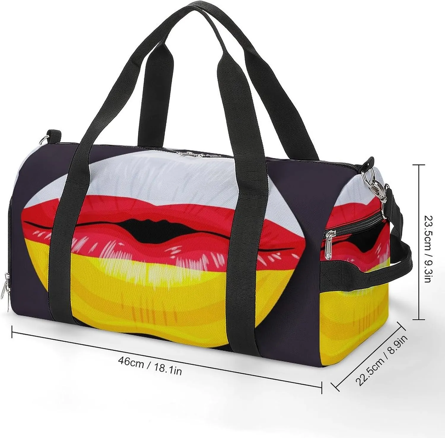 South Ossetia Flag Lips Sports Duffel Bag with Wet Pocket and Shoe Compartment Travel Weekender