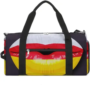 South Ossetia Flag Lips Sports Duffel Bag with Wet Pocket and Shoe Compartment Travel Weekender