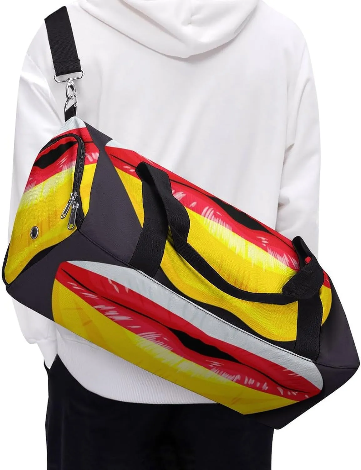 South Ossetia Flag Lips Sports Duffel Bag with Wet Pocket and Shoe Compartment Travel Weekender