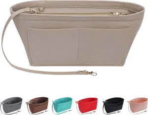 Soyizom Purse Organizer Insert Felt Purse Insert Bag Organizers Multi Pockets Tote Bag in Bag for Women,Beige-L
