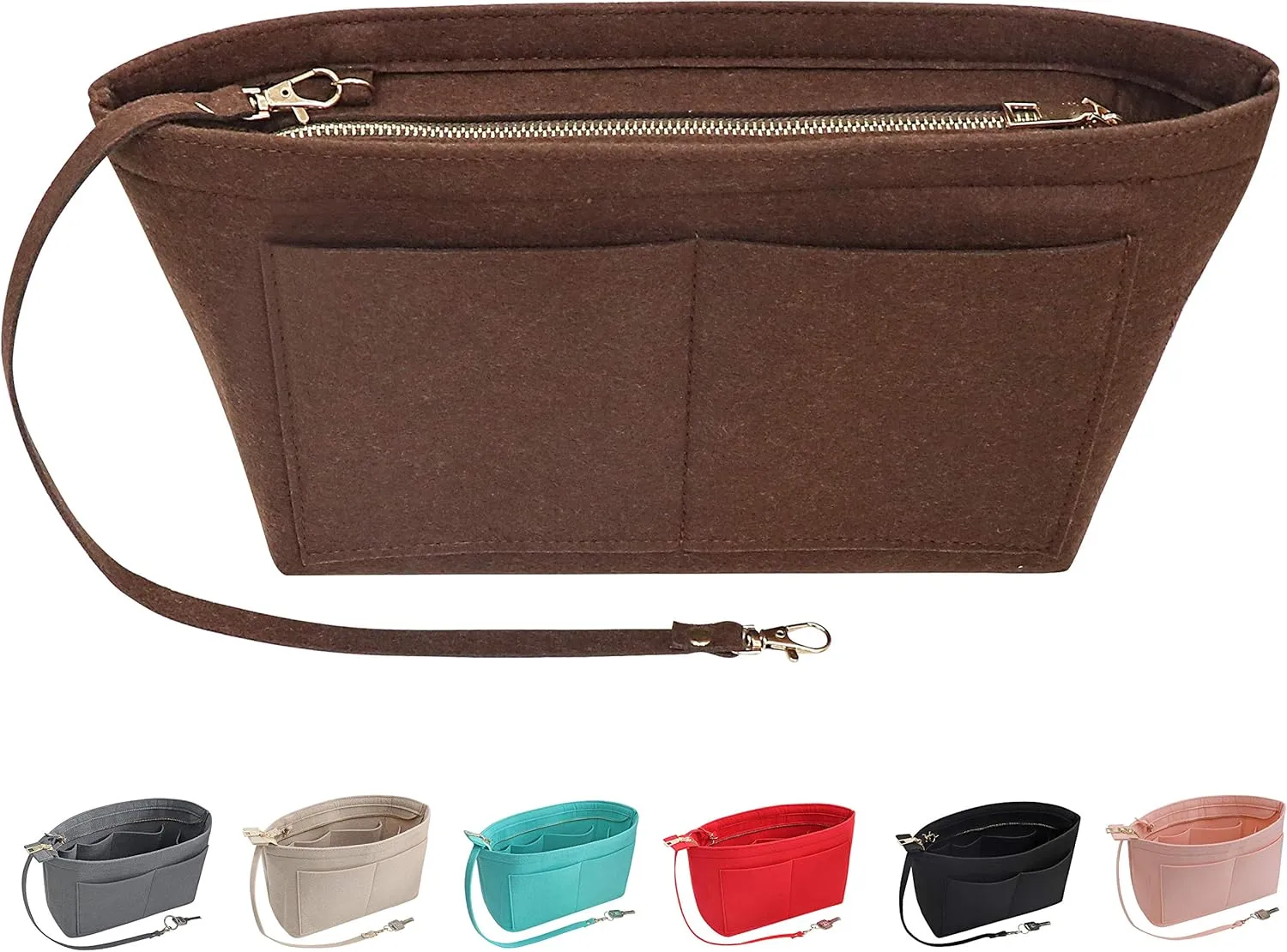Soyizom Purse Organizer Insert Felt Purse Insert Bag Organizers Multi Pockets Tote Bag in Bag for Women,Coffee-L