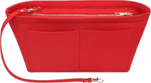Soyizom Purse Organizer Insert Felt Purse Insert Bag Organizers Multi Pockets Tote Bag in Bag for Women,Red-L