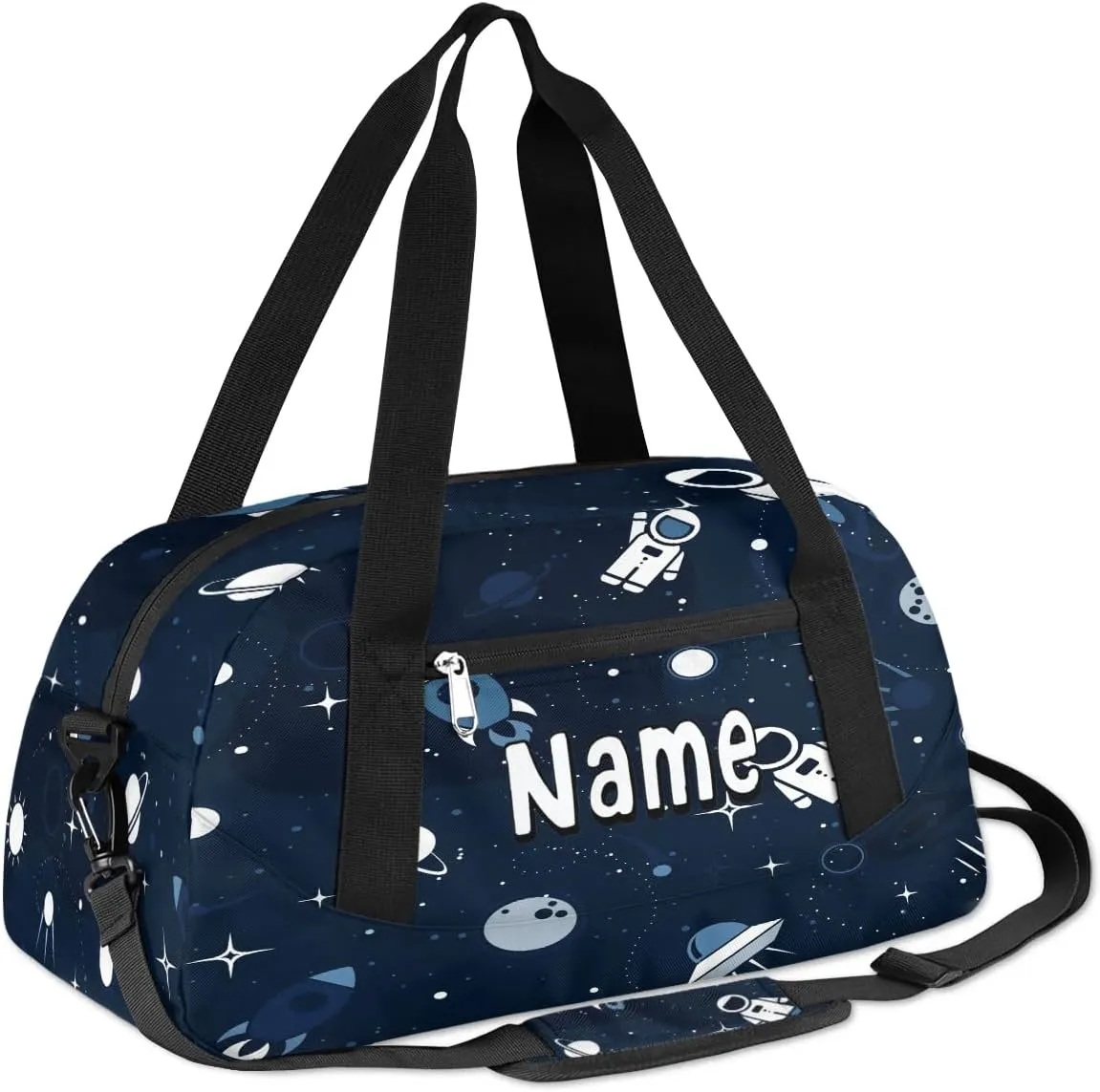 Space Astronaut Duffle Bag for Kids Custom Name Girls Overnight Bag 18.5 Inch Sport Gym Duffle Bag Personalized Spaceship Rocket Sleepover Bags for Girls Boys Travel Duffel Bag