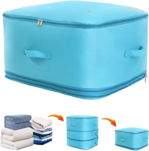 Space saver bag,for quilts, duvets or other fluffy clothing.Measures 21"L x 16.5"W x 21.2"H when unfolded and 21"L x 16.5"W x 10"H when compressed.Green