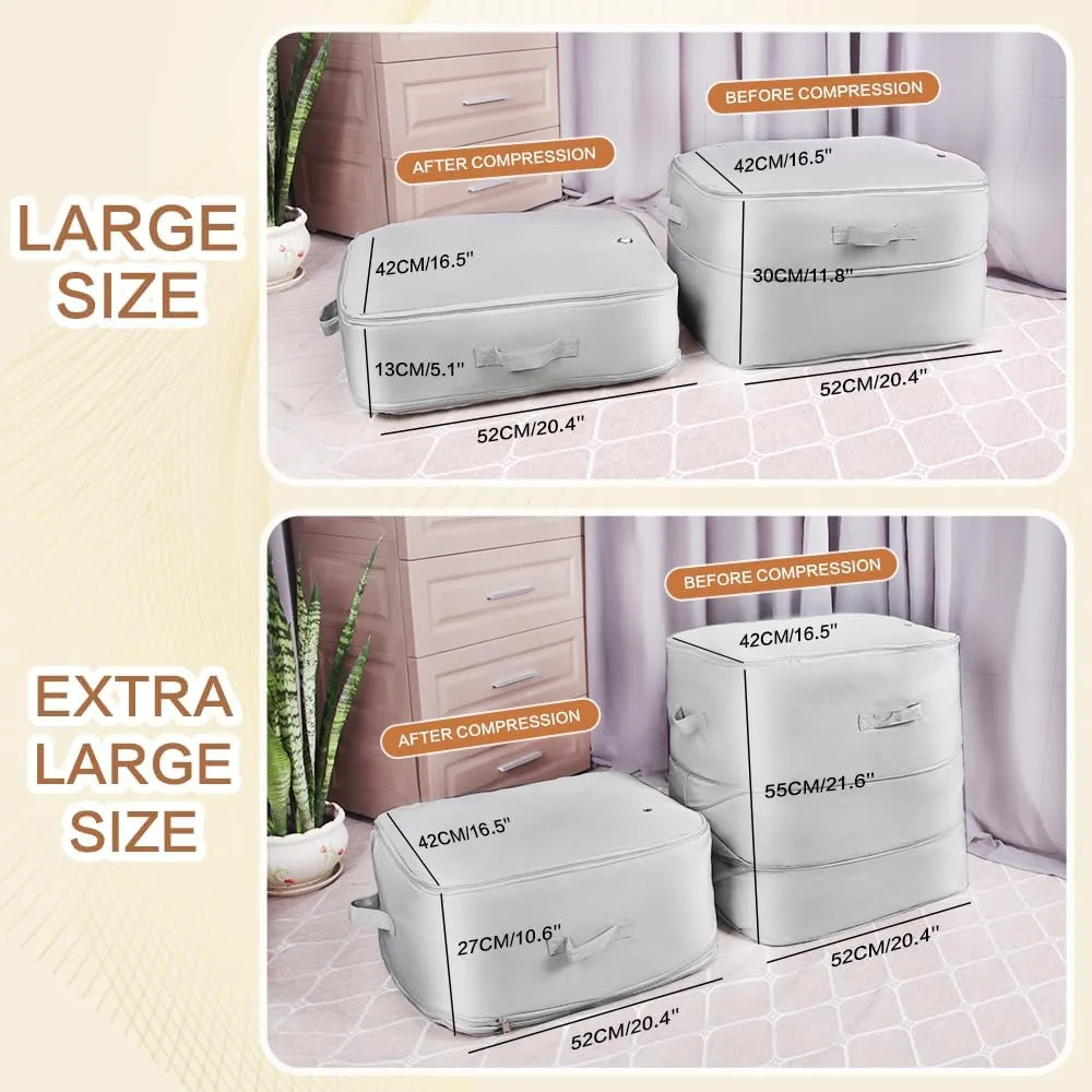 Space saver bag,for quilts, duvets or other fluffy clothing.Measures 21"L x 16.5"W x 21.2"H when unfolded and 21"L x 16.5"W x 10"H when compressed.Green