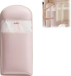 Space Saving Hanging Garment Bag with Self Compression Zipper, 2025 New Space Saving Hanging Protector, Dust Cover Clothes Bags for Down Coat (Pink,XL)