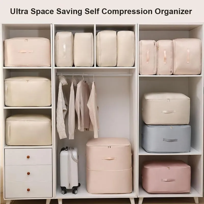 Space Saving Self Compression Organizer,2024 New Compression Duvet Storage Bag Large Capacity,Self Compression Moving Organizer Bags Heavy Duty Moving Bags for Comforters