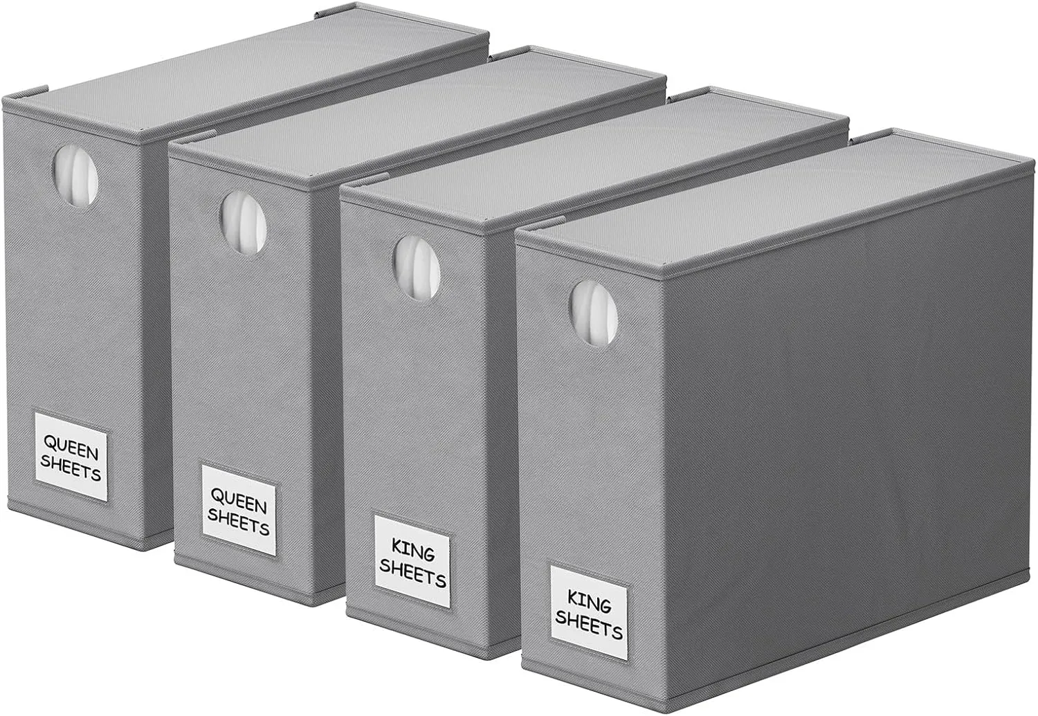 SpaceAid 4 Pack Bed Sheet Organizers and Storage, Foldable Sheet Organizer for Linen Closet, Sheets Set Folder Keeper with Window XL (Queen & King Size) Organizing Bedding Container, Gray