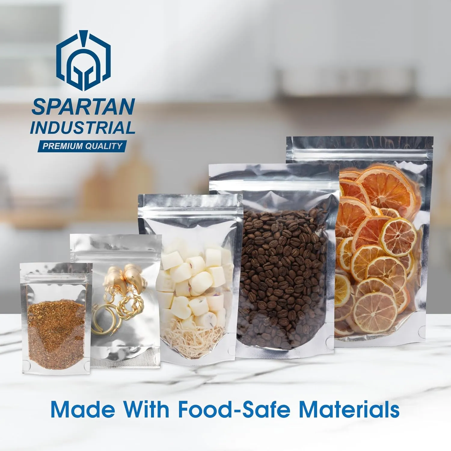 Spartan Industrial - 3.5" X 5.5" Aluminum Stand-Up Pouches - Pack of 1000 Resealable Smell-Proof Bags for Food, Wax Melts, Lip Gloss Packaging, and More