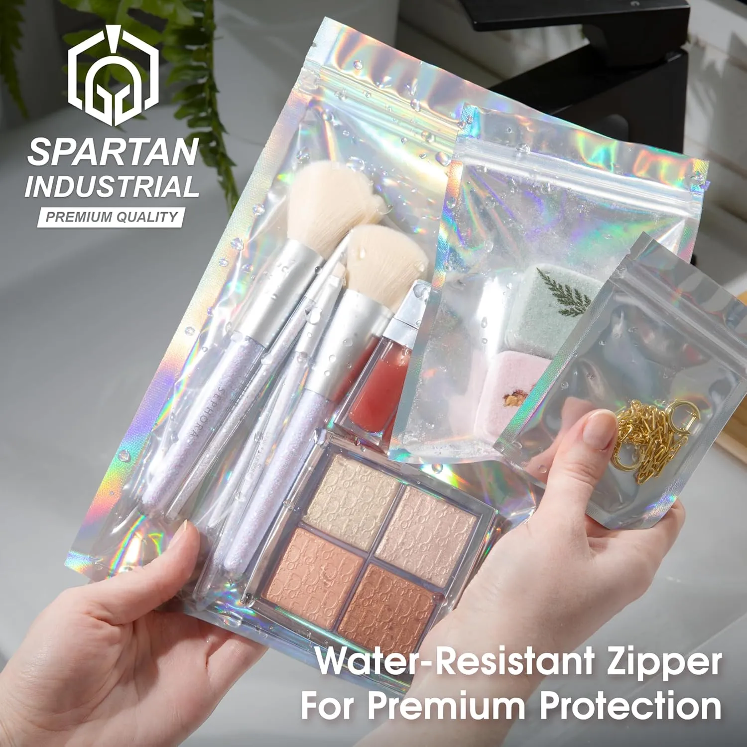 Spartan Industrial - 4" X 6" Holographic Resealable Bags - Pack of 1000 Smell-Proof Heat Seal Bags for Cookies, Candy Packaging, Bath Salts, and More