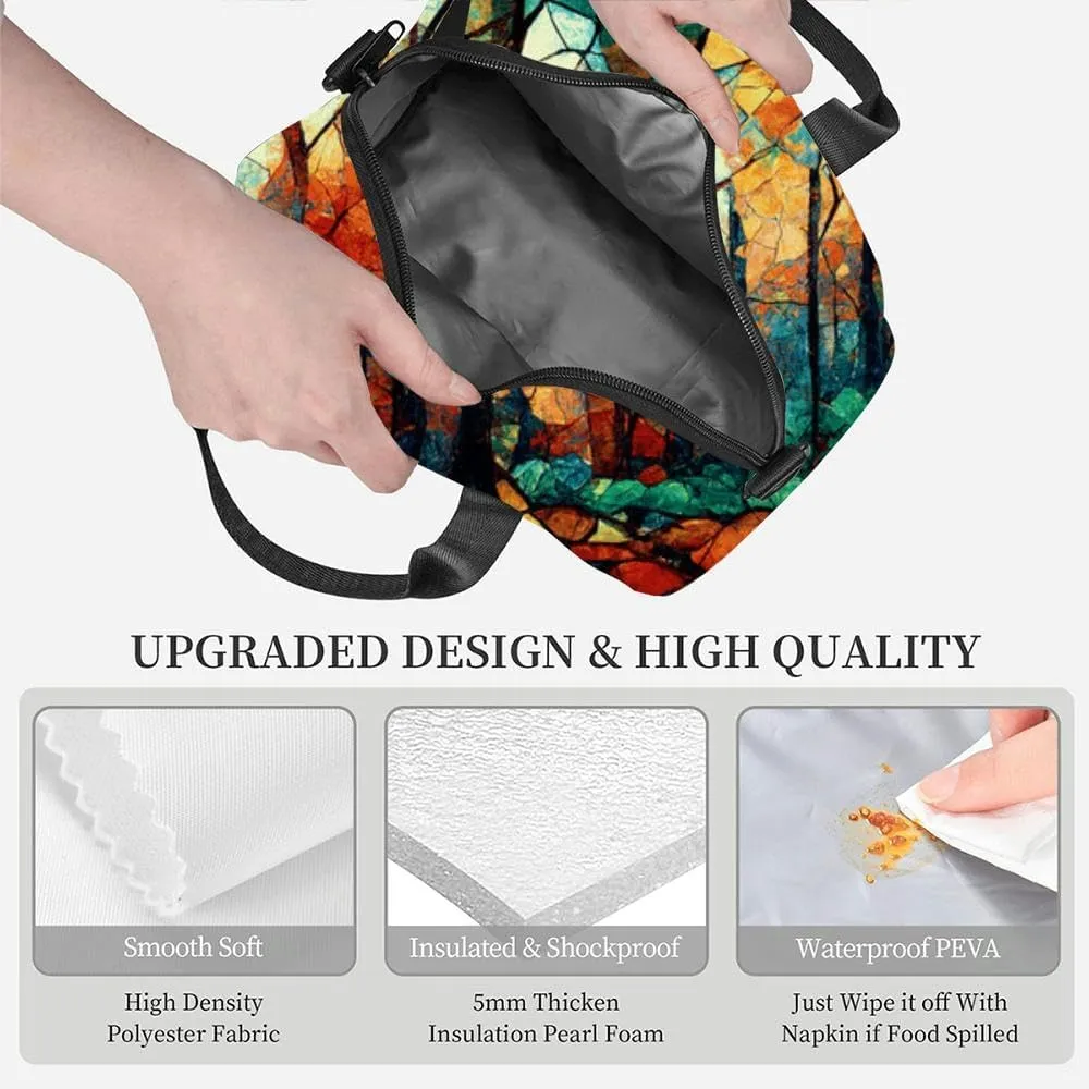 Spectacular autumn season abstract glass features yellow forest Lunch Box for Women Men Adult Freezable Insulated Lunch Tote Bag for Work With Shoulder Strap Soft Large Small Cooler Bag Pail