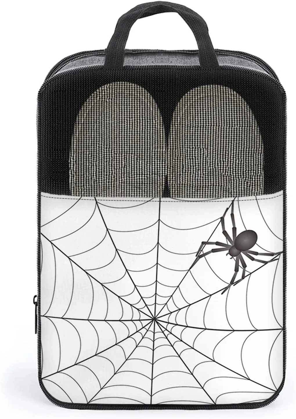 Spider Web Shoe Bag for Travel,Creepy Scary Dangerous Spider, Shoe Organizer Bag Holds 1 Pair of Shoe Travel Accessories Suitcase Organize,Grey