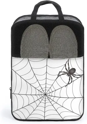 Spider Web Shoe Bag for Travel,Creepy Scary Dangerous Spider, Shoe Organizer Bag Holds 1 Pair of Shoe Travel Accessories Suitcase Organize,Grey