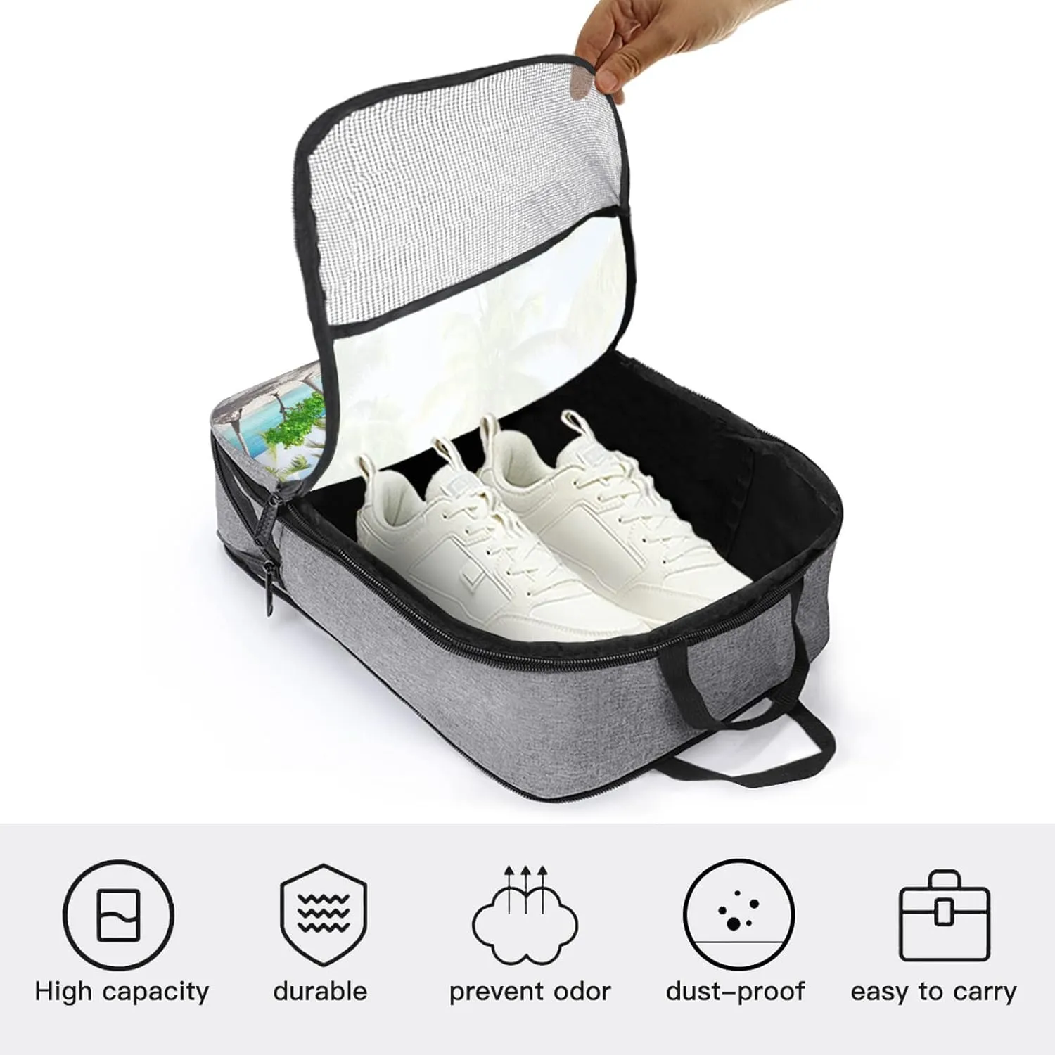 Spider Web Shoe Bag for Travel,Creepy Scary Dangerous Spider, Shoe Organizer Bag Holds 1 Pair of Shoe Travel Accessories Suitcase Organize,Grey