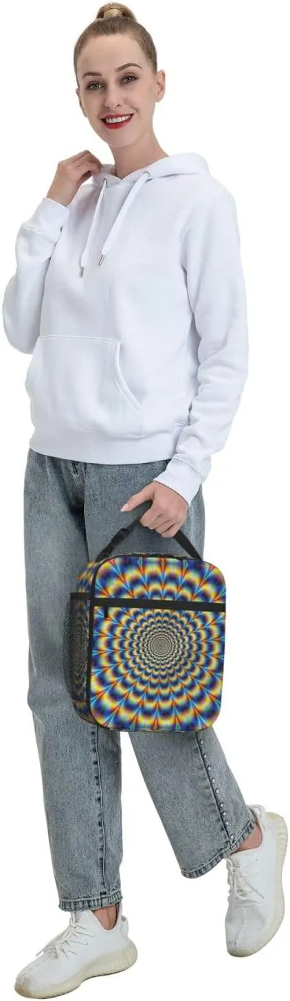Spiral Optical Illusion Gif Portable Insulated Lunch Box For Men Women Lunch Bag Suitable For Outings