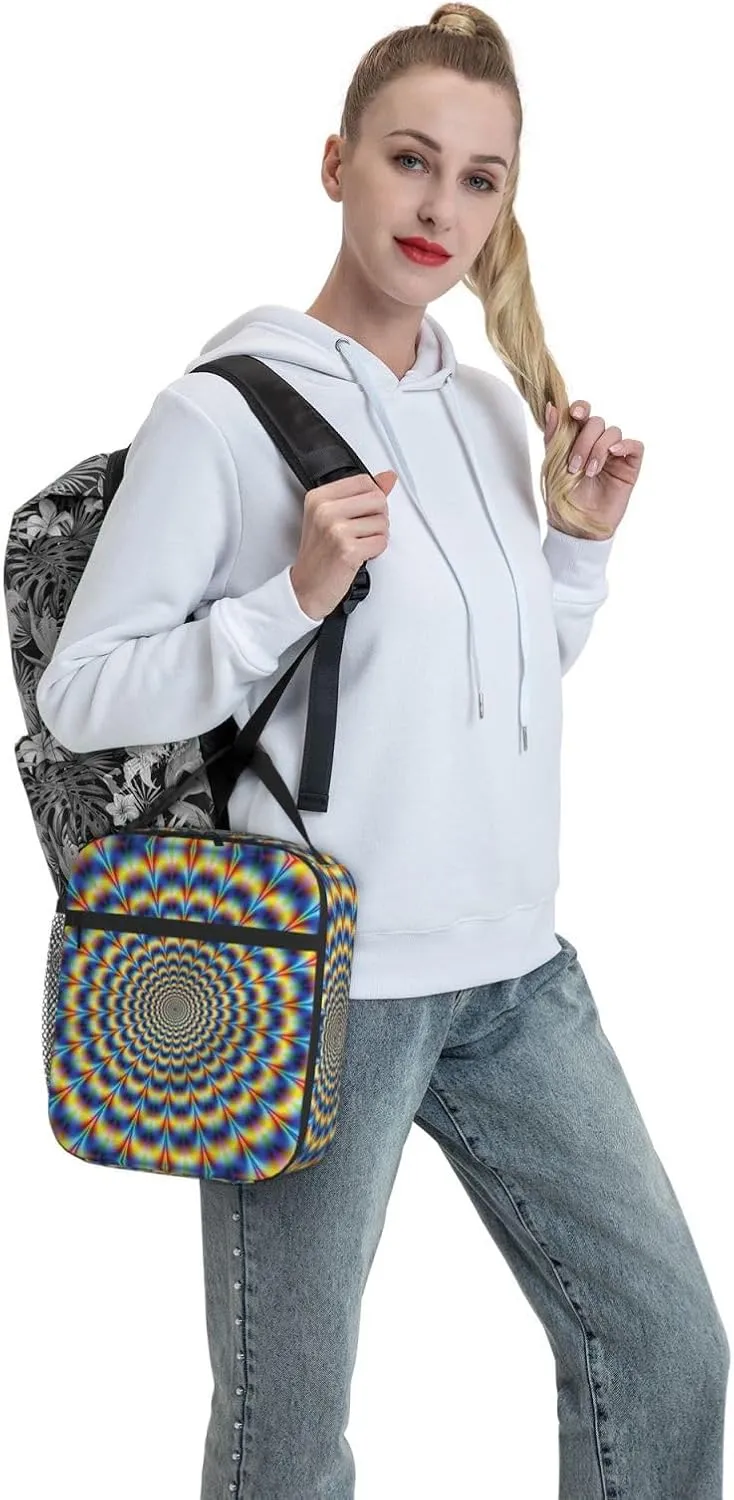 Spiral Optical Illusion Gif Portable Insulated Lunch Box For Men Women Lunch Bag Suitable For Outings