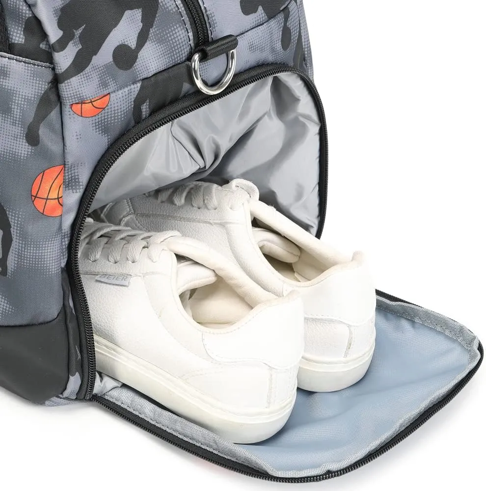 Sport Bag for Teen Boys Men Duffle Gym Bag Overnight Travel Weekender Sleepover Bag (02-Grey)