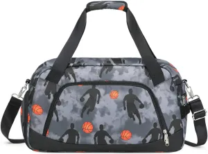Sport Bag for Teen Boys Men Duffle Gym Bag Overnight Travel Weekender Sleepover Bag (02-Grey)