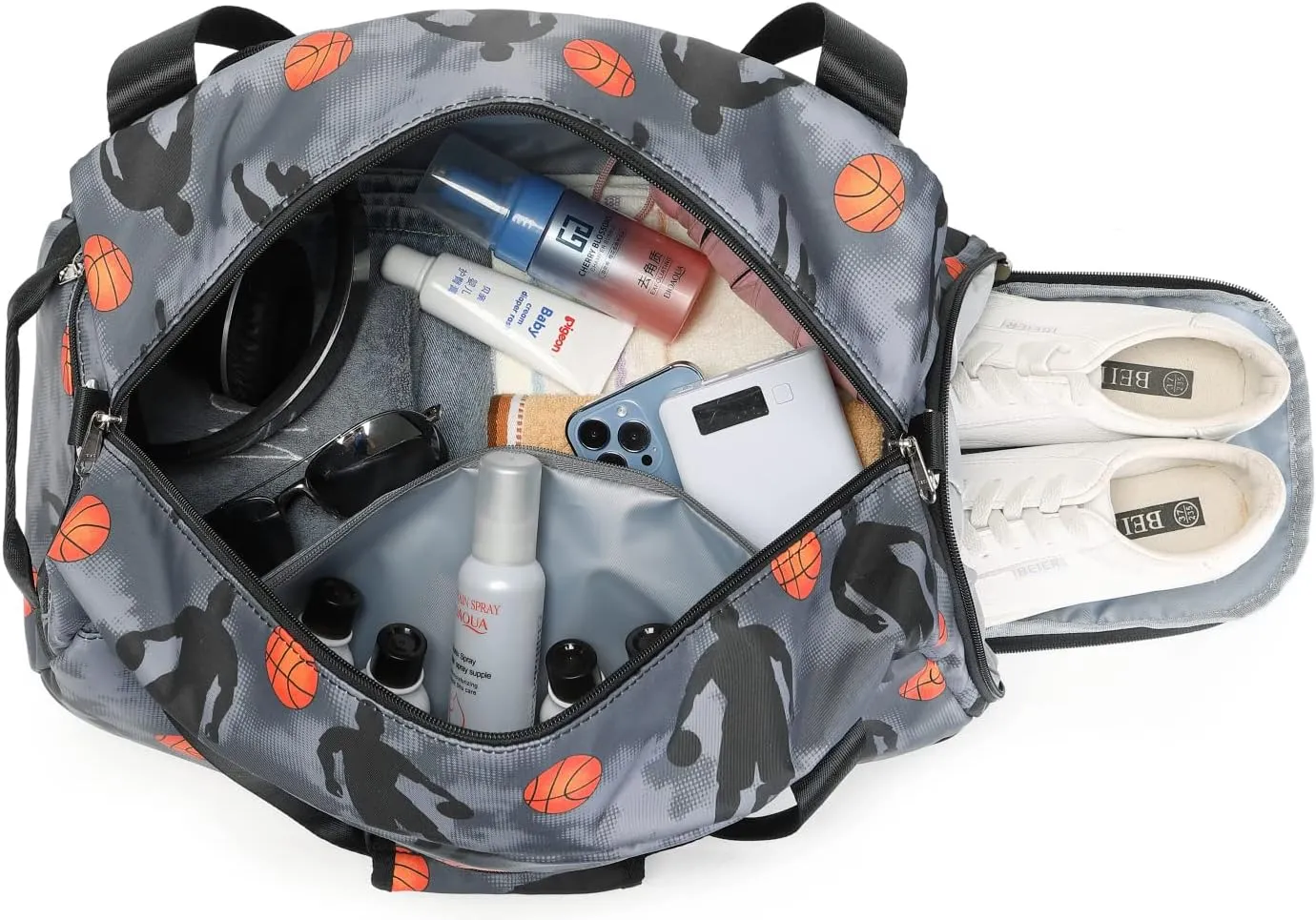 Sport Bag for Teen Boys Men Duffle Gym Bag Overnight Travel Weekender Sleepover Bag (02-Grey)