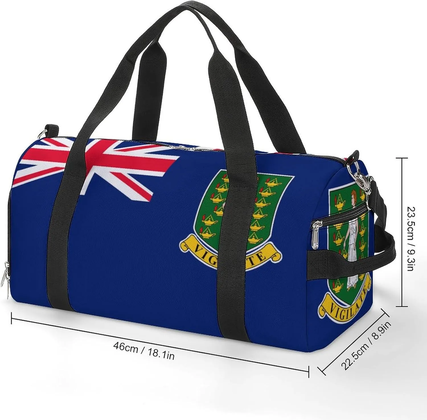 Sports Duffel Bag with British Virgin Lslands Flag for Men Women Shoe Compartment Travel