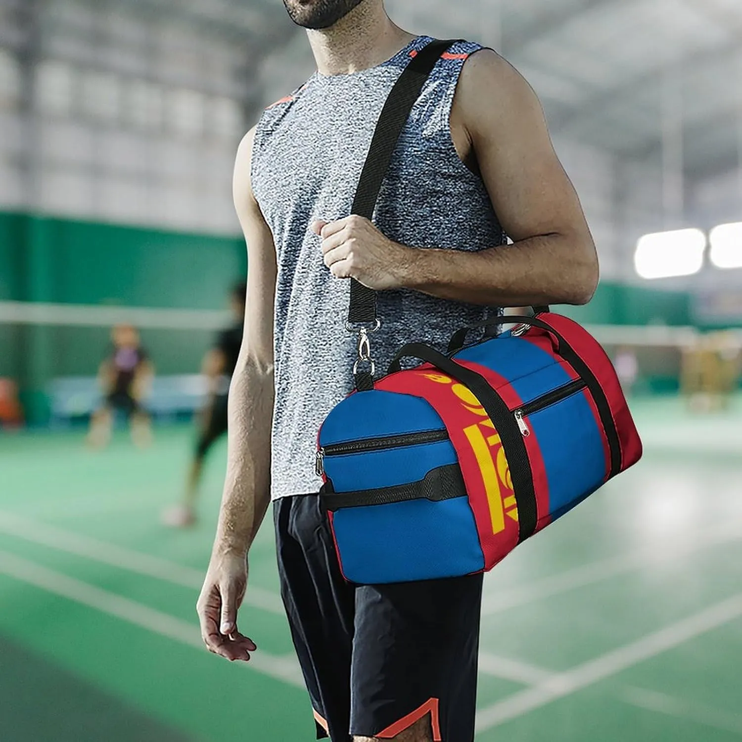 Sports Duffel Bag with Mongolia Flag for Men Women Shoe Compartment Travel