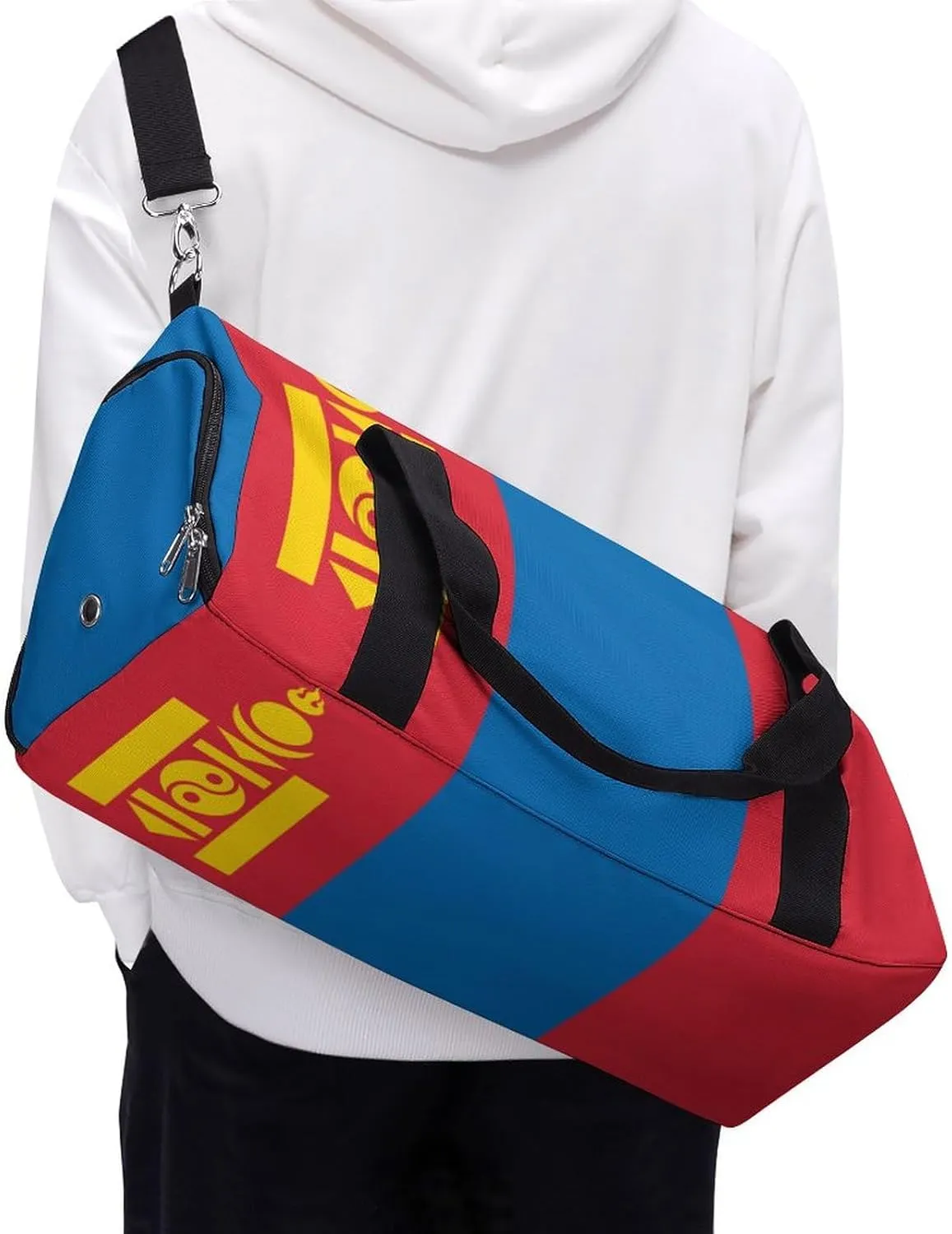 Sports Duffel Bag with Mongolia Flag for Men Women Shoe Compartment Travel