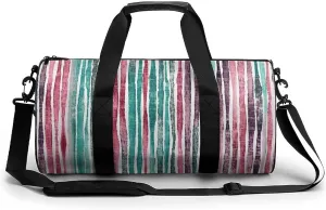 Sports Gym Bag for Women Men Travel Duffel Bag Hand Drawn Striped Weekender Bag Canvas Carry on Overnight Bag for Travel Swimming Fitness Workout Sports Duffle Bag
