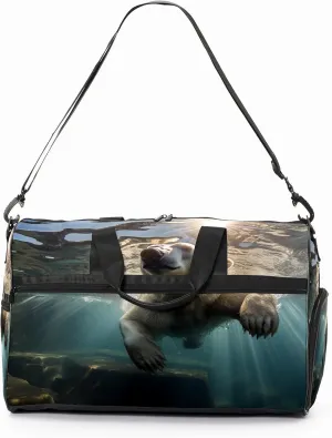Sports Gym Bag for Women, Sport Duffle Workout Bags with Shoe Compartment, Small Womens Gym Bags, Bear Underwater - 4