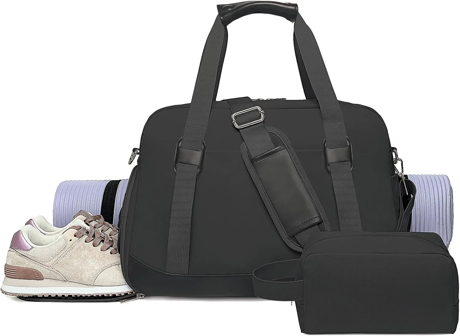 Sports Gym Bag for Women, Travel Duffle Bag with Shoe Compartment & Wet Pocket, Fitness Yoga Bag Weekender Overnight Bag Small