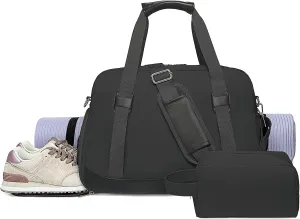 Sports Gym Bag for Women, Travel Duffle Bag with Shoe Compartment & Wet Pocket, Fitness Yoga Bag Weekender Overnight Bag Small