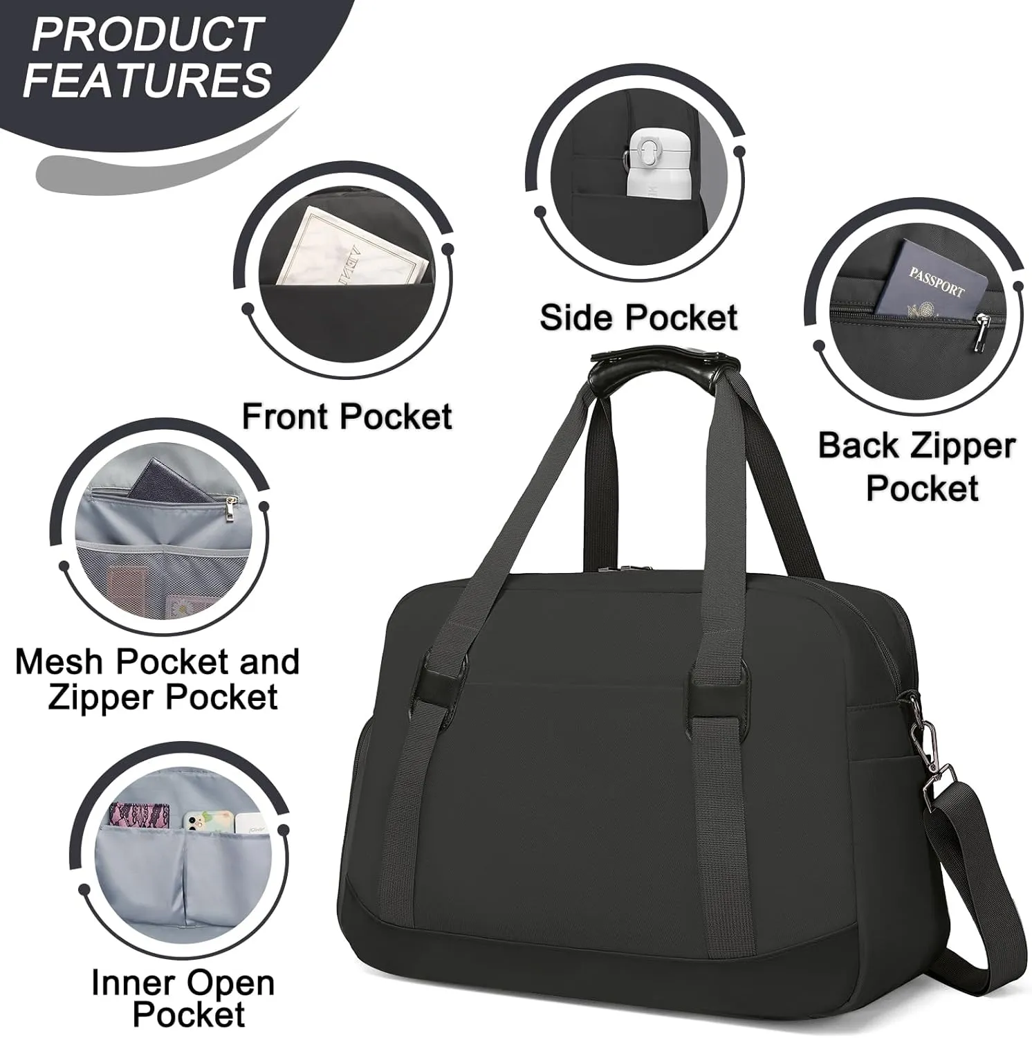 Sports Gym Bag for Women, Travel Duffle Bag with Shoe Compartment & Wet Pocket, Fitness Yoga Bag Weekender Overnight Bag Small