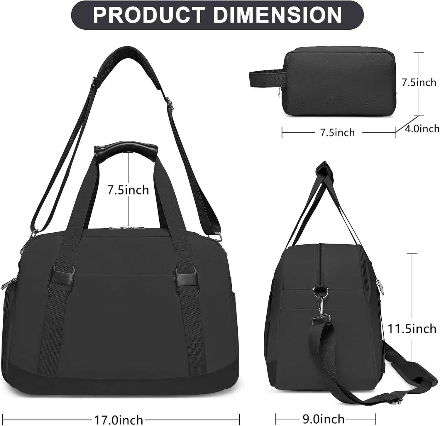 Sports Gym Bag for Women, Travel Duffle Bag with Shoe Compartment & Wet Pocket, Fitness Yoga Bag Weekender Overnight Bag Small