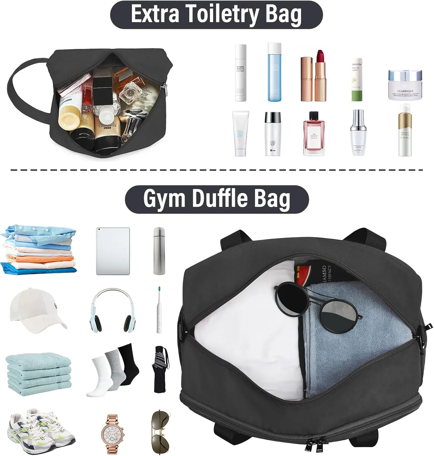 Sports Gym Bag for Women, Travel Duffle Bag with Shoe Compartment & Wet Pocket, Fitness Yoga Bag Weekender Overnight Bag Small