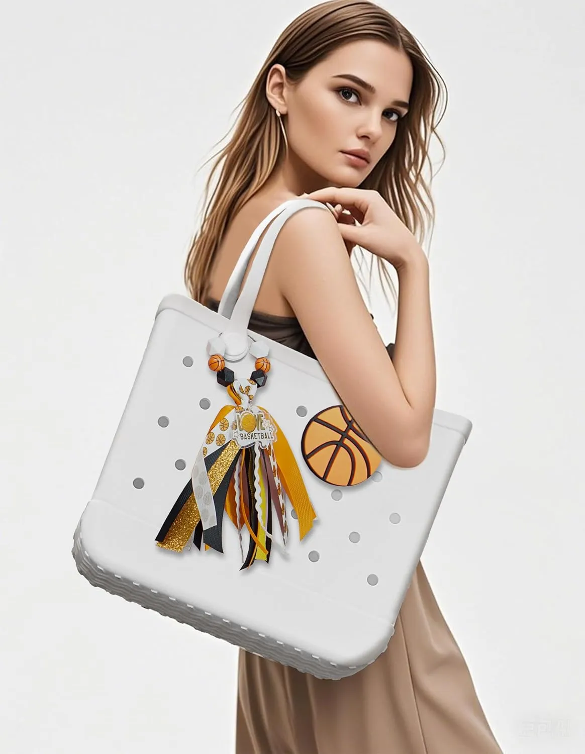 Sporty Charms for Bogg Bag Accessories, Insert PVC Rubber Decorative Compatible with Handbag, Beach Tote, Rubber Beach Bag Accessories