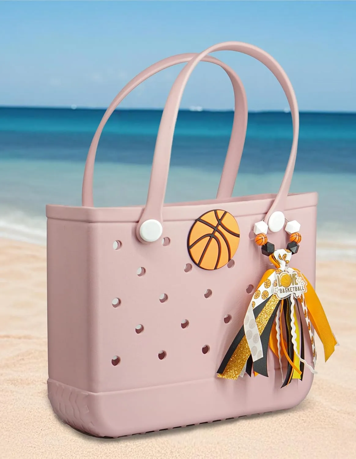 Sporty Charms for Bogg Bag Accessories, Insert PVC Rubber Decorative Compatible with Handbag, Beach Tote, Rubber Beach Bag Accessories