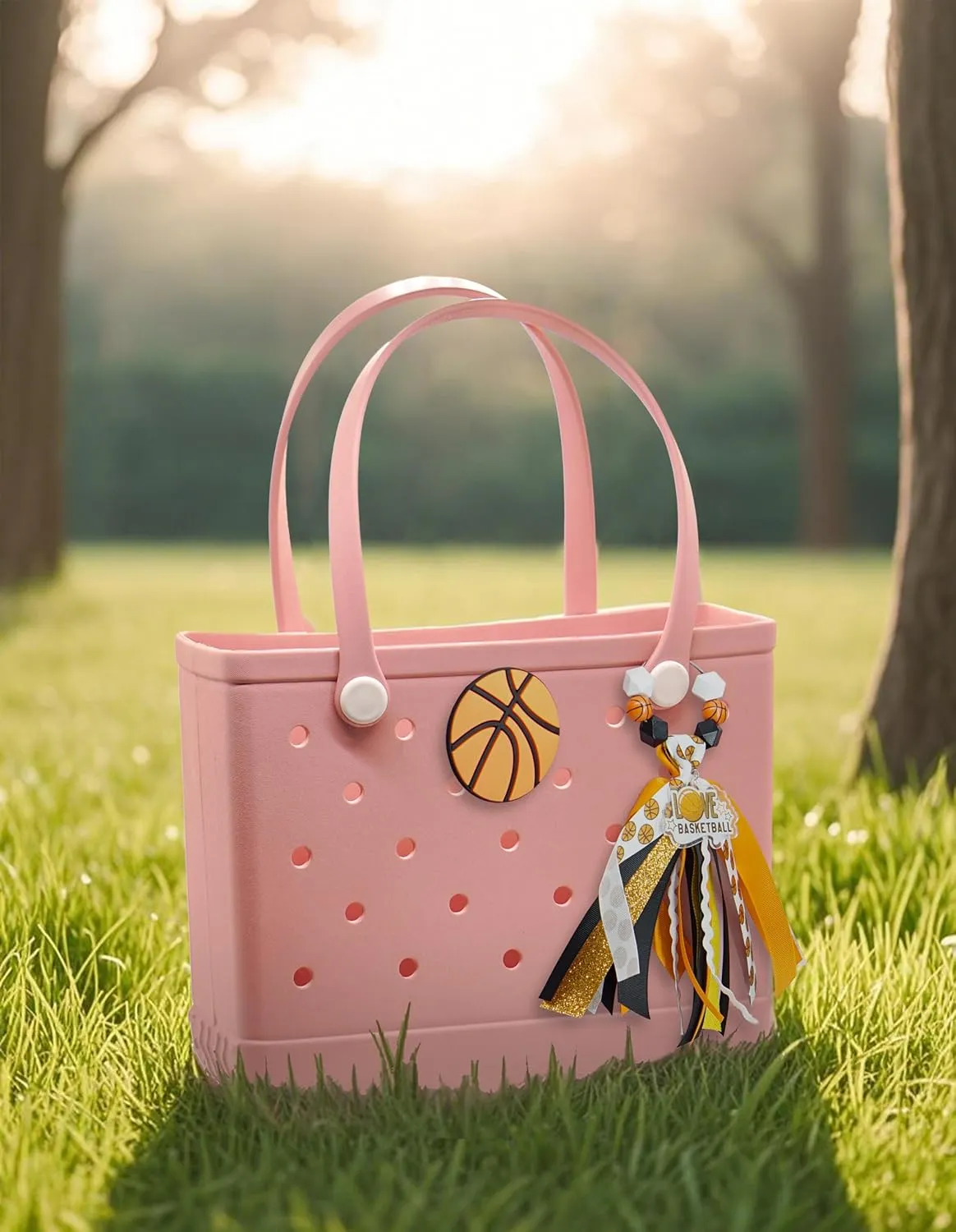 Sporty Charms for Bogg Bag Accessories, Insert PVC Rubber Decorative Compatible with Handbag, Beach Tote, Rubber Beach Bag Accessories