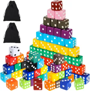 Sratte 180 Pieces 16 mm Dice Set 6 Sided Square Corner Dice Mini Dice Standard Game Dice Bulk with 2 Storage Bags for Play Games Like Farkle or Teaching Math, 18 Colors
