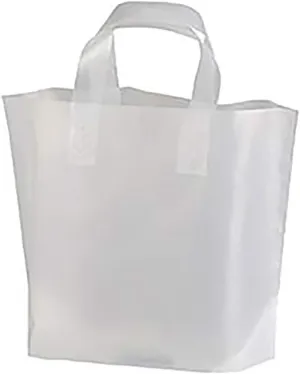 SSWBasics 12" x 10" x 4", Recycled Clear Frosted, 2.25 mil Thickness, Case of 250, Made with 25% Recycled Material, Includes Post-Consumer and Post-Industrial Content, Clear Plastic Bags with Handles,