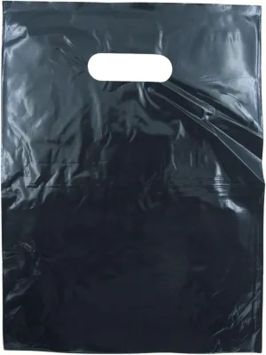 SSWBasics Black Merchandise Bags - Lightweight (9" W x 12" H) - Pack of 1,000 - Durable Black Plastic Bags with Handles for Retail Shopping - Small Black Plastic Bags for Merchandise and Retail Use
