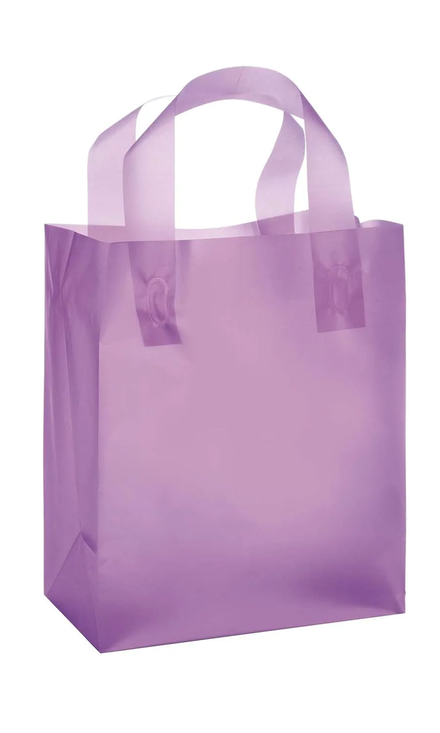 SSWBasics Medium Lavender Frosted Plastic Shopping Bags - 8" x 5" x 10" - Case of 100