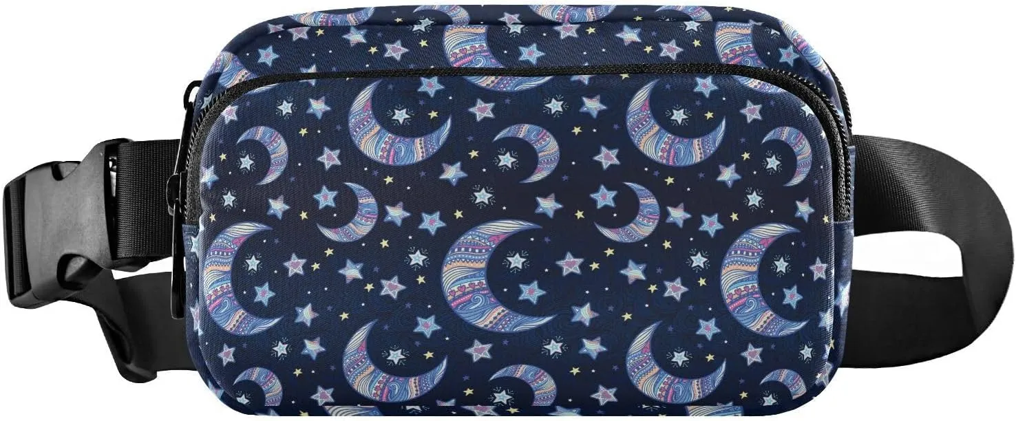Star and Moon Fanny Pack for Women Men Belt Bag Unisex Waterproof Adjustable Strap Waist Pouch Presents Casual Cycling Running