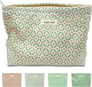 STARDW Aesthetic Floral Makeup Bag Cute Small Cosmetic Bags for Women Girls, Travel Toiletry Bag Large Capacity Zipper Makeup Pouch, Purse Organizer Pouches (Pink Floral)