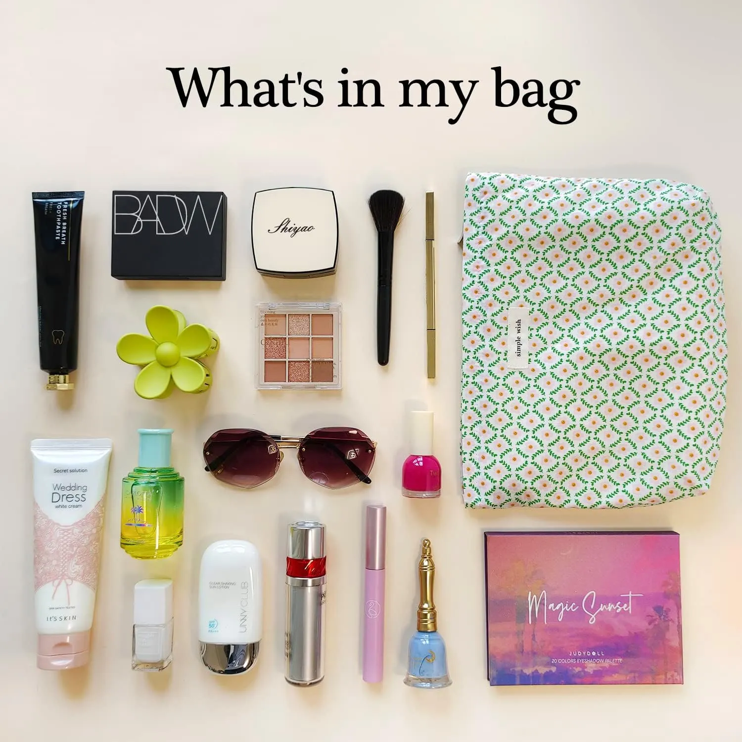 STARDW Aesthetic Floral Makeup Bag Cute Small Cosmetic Bags for Women Girls, Travel Toiletry Bag Large Capacity Zipper Makeup Pouch, Purse Organizer Pouches (Pink Floral)