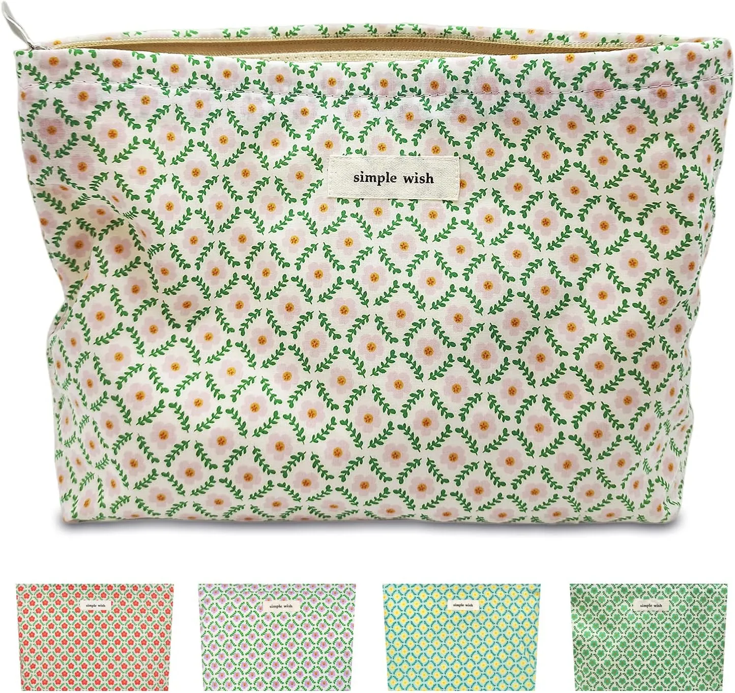 STARDW Aesthetic Floral Makeup Bag Cute Small Cosmetic Bags for Women Girls, Travel Toiletry Bag Large Capacity Zipper Makeup Pouch, Purse Organizer Pouches (Pink Floral)